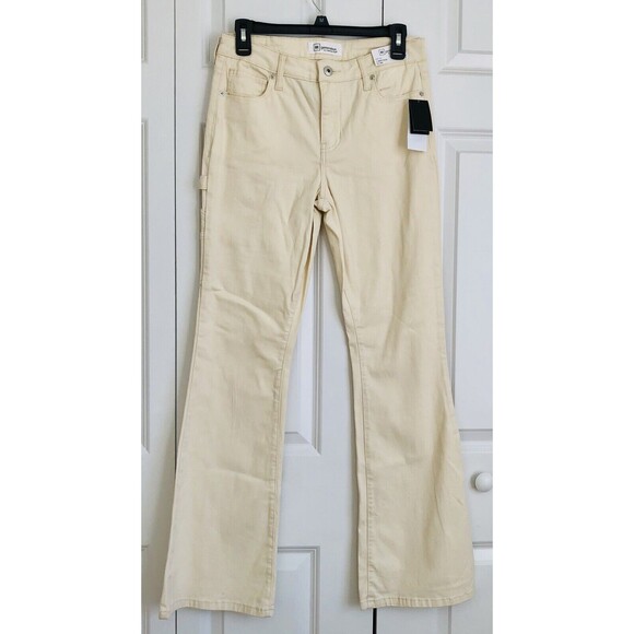 RE GENERATION WOMEN'S JEANS CARPENTER FLARE MID RISE BEIGE DEMIN SIZE 5/27  173 - Picture 6 of 12